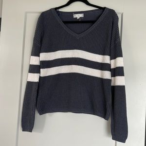 Steel blue v neck sweater - m